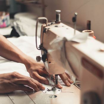 Sewing on industrial sewing machine
