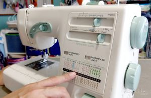 Close up of sewing machine stitch options